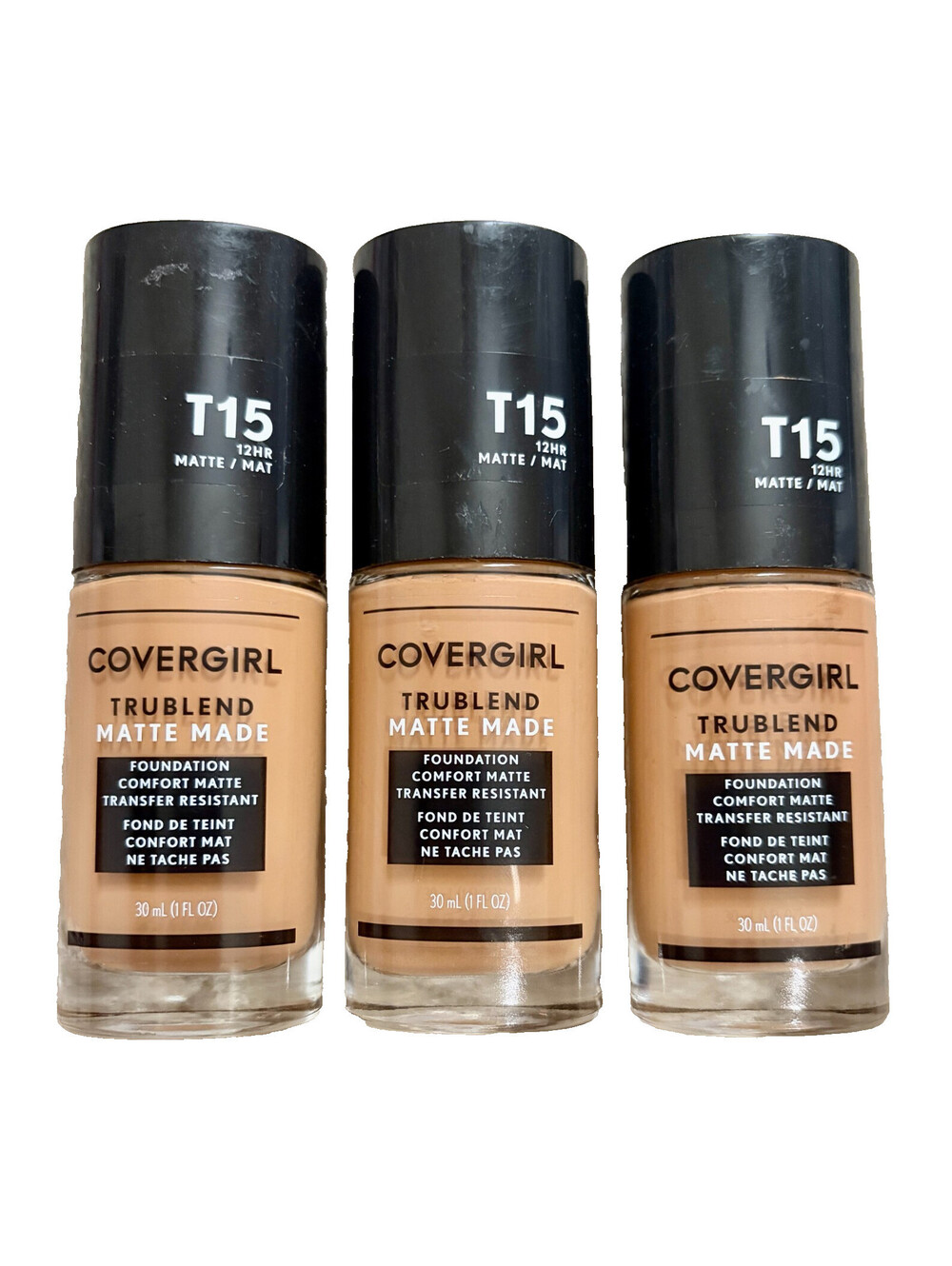 3-Pack NEW COVERGIRL TruBlend Matte Made Foundation Makeup T15 Golden Honey Lot
